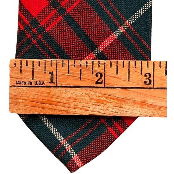 VTG Scottish Wool Plaid Tartan Tie Red Green White Clan Duke Rothesay Heritage - Picture 6 of 6